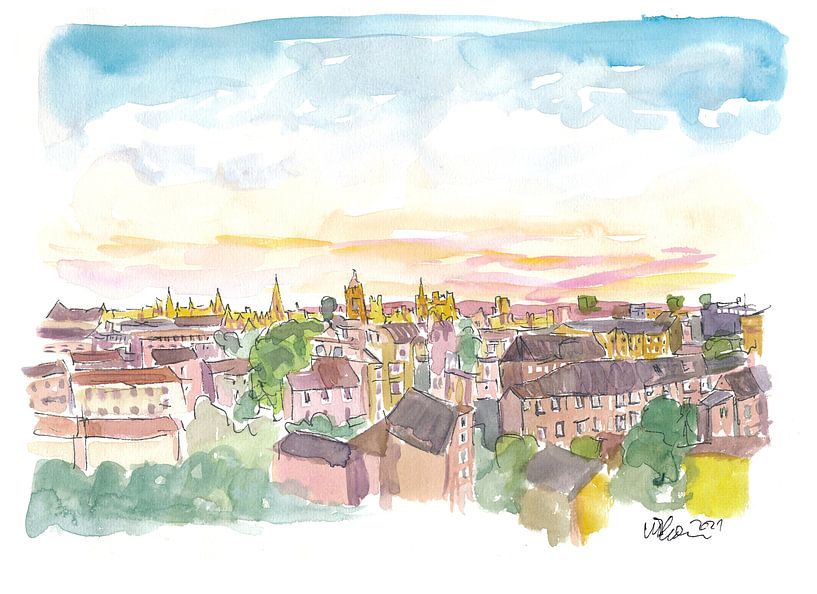 Oxford England Roof Terrace View by Markus Bleichner