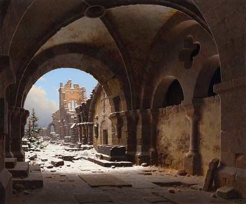 Carl Georg Adolph Hasenpflug,kerk ruïne in de winter