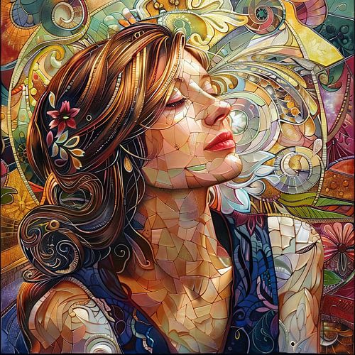 vrouw mozaiek fresco stijl