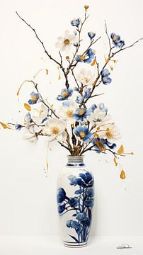 Trockenblumen in einer Kintsugi-Vase von Gelissen Artworks