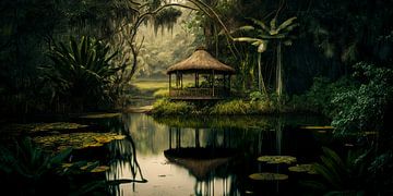 Hut in het Tropisch Regenwoud van Vlindertuin Art