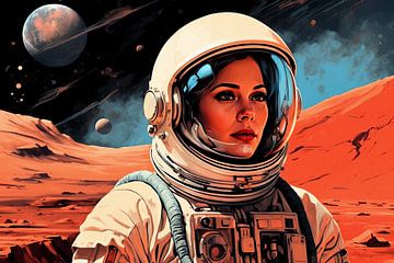 Vrouwelijke astronaut op planeet Mars van Jan Bouma