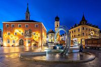 Hemau town square in the blue hour