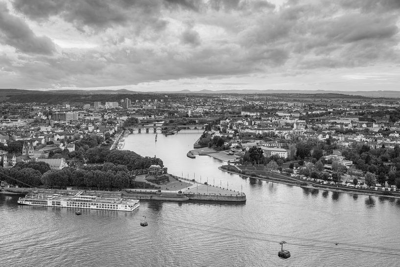 View from the Ehrenbreitstein to the Deutsches Eck in Koblenz by Michael Valjak