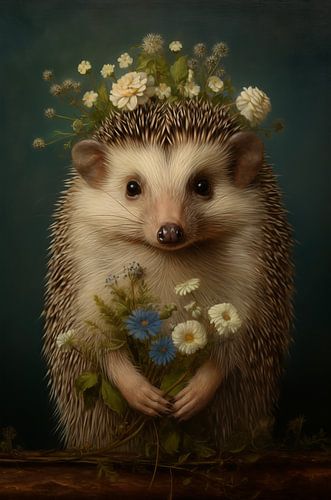 Egel met bloemenkrans