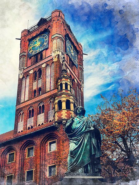 Toruń stad aquarel #Toruń van JBJart Justyna Jaszke