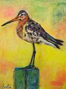 Vogel - die Uferschnepfe (Black-tailed Godwit) von Gemälde Liesbeth Serlie Miniaturansicht