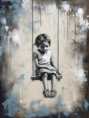 Petite fille sur la balançoire