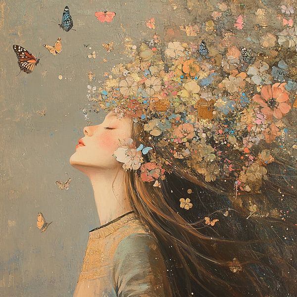 Blumen Schmetterlinge von Blickfänger Gemälde