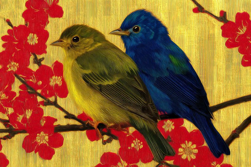 modern japanese art with birds by Egon Zitter