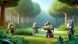 Braves archers dans la clairière sur artefacti