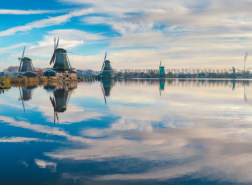 Windmills along the river Zaan, Zaandam, Noord-Holland, Netherlands by Rene van der Meer