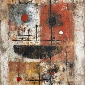 Abstract Cat in Earth Tones – Geometric Lines by Joriali Abstract