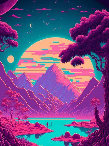 Vaporwave sunset by haroulita