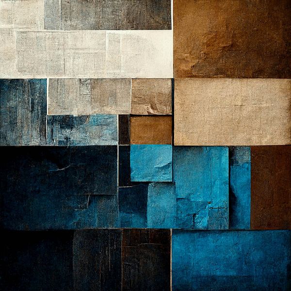 Abstract, beige, blue, brown, contrast, geometry, gray, linen, modern, design, paintings by Color Square