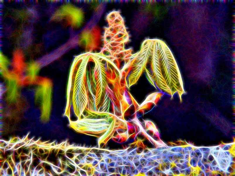 Feuilles de châtaignier néon par Edgar Schermaul