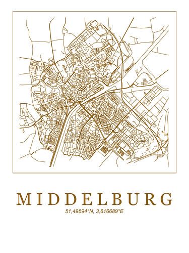 Gestylde plattgrond van Middelburg