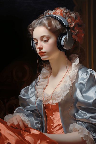 Dame avec des écouteurs par NJ Midnight Studio