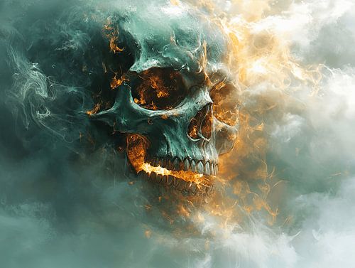 Abstrakte Schädelkunst - Moderne Illustration mit dramatischen Details und mystischer Anmutung