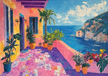 Op Matisse geïnspireerd Mediterraan Zeezicht Zee Fauvisme van Niklas Maximilian