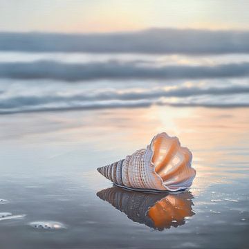 Schelp op het strand van Poster Art Shop