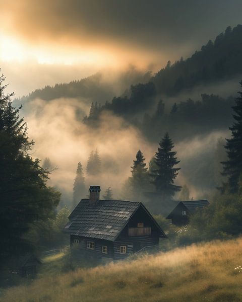 Herbstliches Luftbild: Böhmerwald in Goldtönen von fernlichtsicht