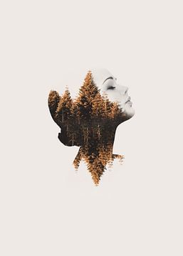 Vrouw Double Exposure Print