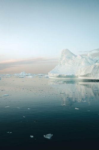 IJsschots met zonsondergang | reisfotografie print | Ilulissat Groenland