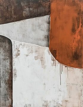 Moderne Kunst | Bruin-witte Geometrie