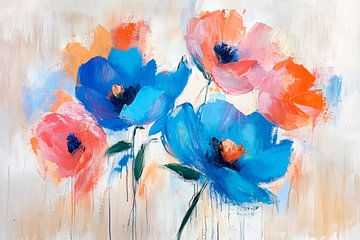Colourful flowers in soft colours by Poster Art Shop