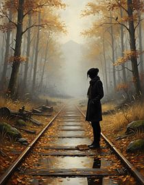 Eine einsame Pause an den stillen Gleisen von Regan Frederick