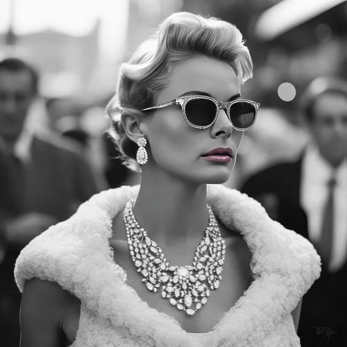 Portret vrouw Jane met diamanten en zonnebril