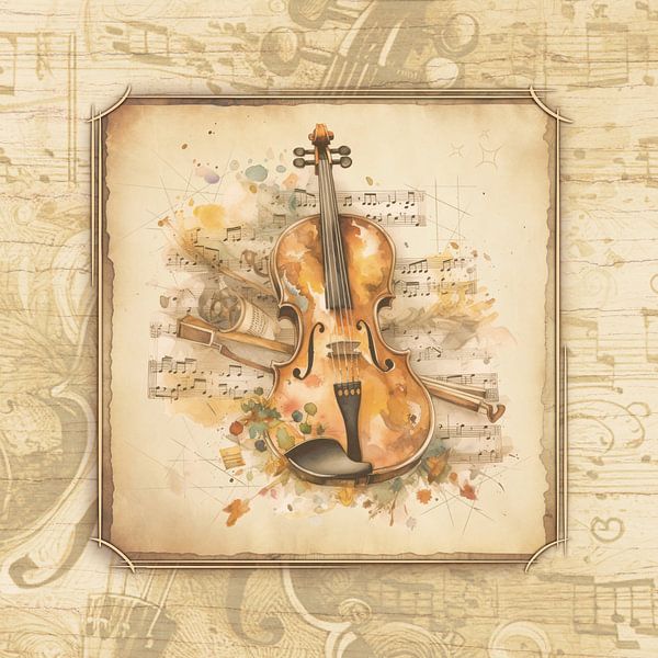 Vintage violon art dans le style antique pour les violonistes, violoniste par SergeivoArt