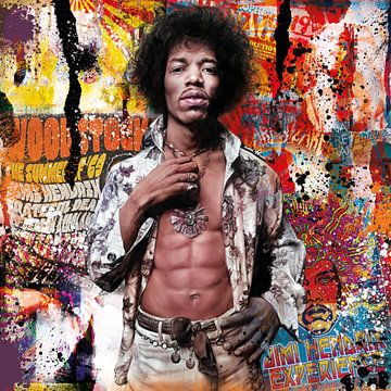 Jimi Hendrix Pop Art van Rene Ladenius Digital Art