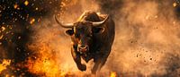 Bison in the fire - Dramatic and powerful