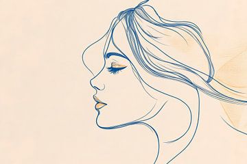 Radiant portrait of a woman - Lineart by Poster Art Shop