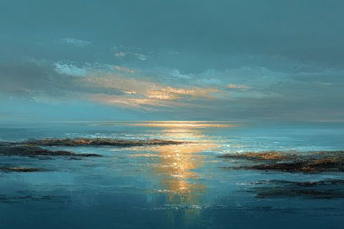 Oceaan in zonlicht - realisme olieverfschilderij