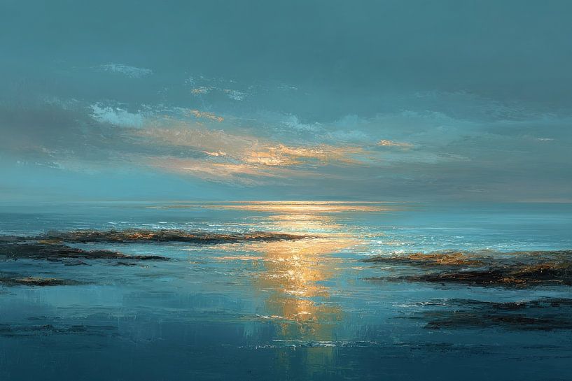 Ozean bei Sonnenlicht – Ölbild Realismus von Niklas Maximilian