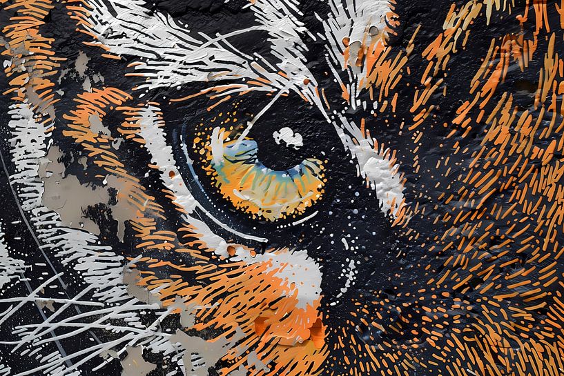 Abstracte close-up van tijgeroog in popart van Art & Soul Creations