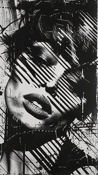 Mystical Lines: Expressive Female Portrait by Steinfox Art