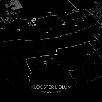 Zwart-witte landkaart van Klooster Lidlum, Fryslan. van Rezona