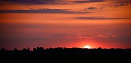 beautiful sunset with stunning evening red