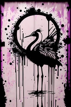 Flamingo in Contrast by De Muurdecoratie