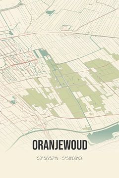 Vintage landkaart van Oranjewoud (Fryslan) van Rezona
