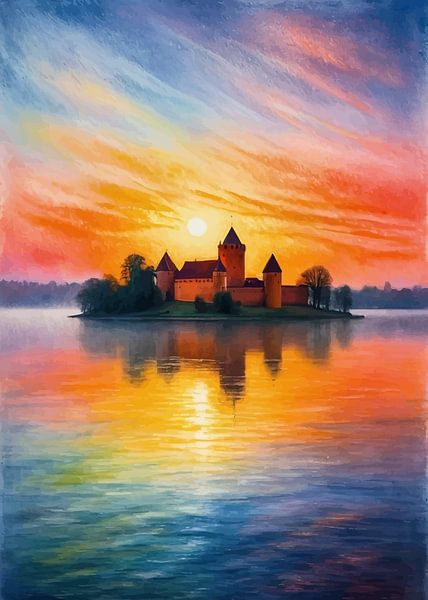 Trakai Island Castle Sunset by MIROKKU