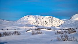 Norwegisches Hochgebirge, verschneite Berge und Landschaft