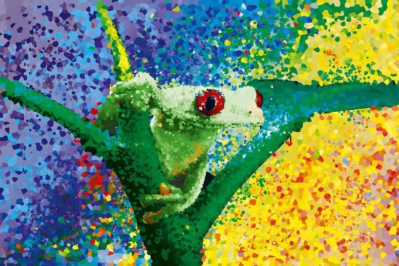 Frog Plant abstract sprinkles multicolor blue green nature by Andrea Schuller