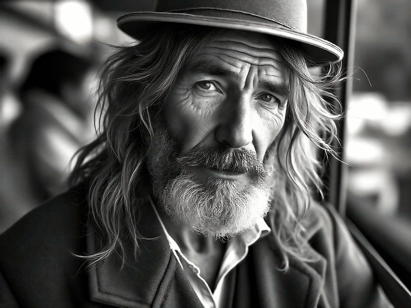 Portrait d'un bel homme barbu et coiffé d'un chapeau. par The Photo Artist