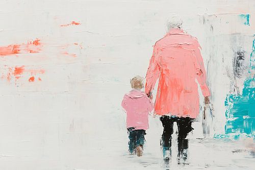 Moeder en kind schilderij