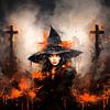 HALLOWEEN ART Witch & Crucifixes by Melanie Viola